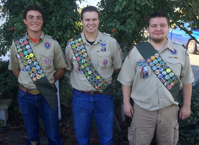 Andrew Martin, (from left) Caleb Gibson and Zachary Jones, members of Boy Scout Troop 922, were recently honored at an Eagle Scout Court of Honor. 

(Submitted photo)