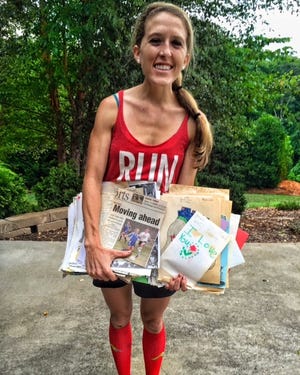 Shelby's Katie Raines Ringley recently completed her first Ironman race in Wilmington. One month earlier, Ringley's grandmother, Jelma Daves, left each of her seven grandchildren a special folder full of mementos and clippings from their lives. After receiving her folder, Ringley decided to dedicate every mile of the Ironman to her late grandmother. Special to The Star