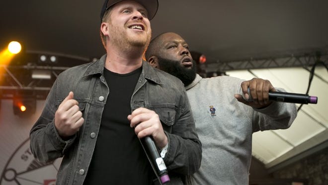 El-P, left, and Killer Mike of the rap duo Run the Jewels performs at the SXSW Spin Party at Stubb's on Friday March 20, 2015. JAY JANNER / AMERICAN-STATESMAN