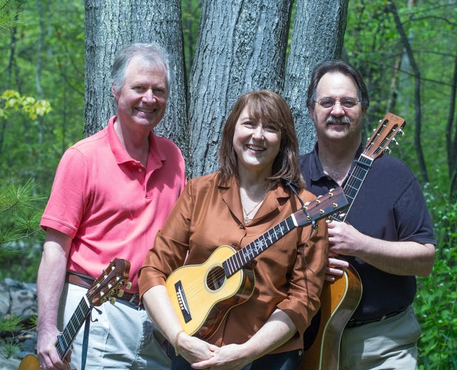 The group All She Wrote, Stephen Pounds, Gloria Jean and David LePlante, will give a free concert 2-4 p.m., Nov. 6 at Thrall Library, Middletown. Special guest Larry Packer will join them on mandolin and fiddle. PHOTO PROVIDED