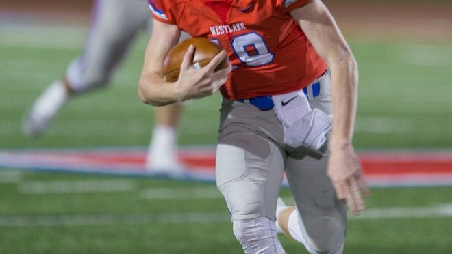 Sophomore Taylor Anderson (18) has been sharing the quarterback duties for Westlake since senior Sam Ehlinger, a Texas Longhorns pledge, broke his thumb against Lake Travis on Oct. 7. The Chaparrals will open the Class 6A, Division I playoffs on Friday, when they face San Antonio Reagan. CREDIT: Paul Brick/For American-Statesman