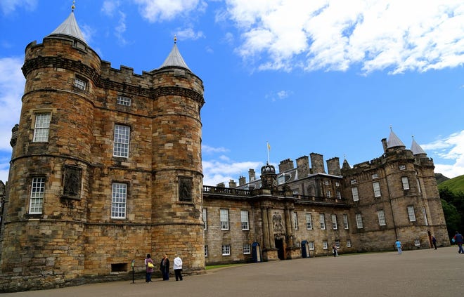 The front of Holyrood Palace, the royal residence in Edinburgh. The palace features elegantly decorated salons as well as the chambers where Mary, Queen of Scots once lived. The Associated Press