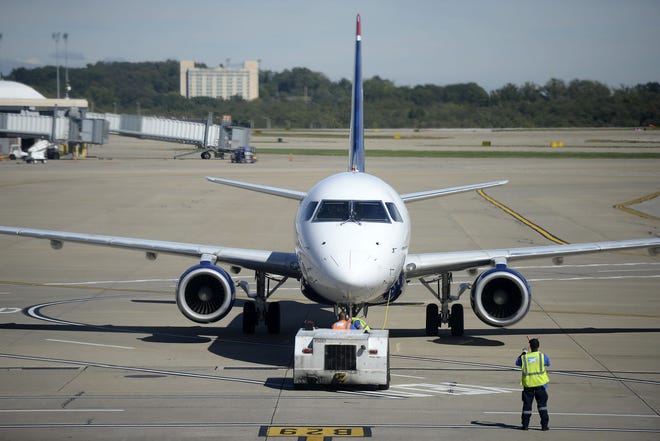 A US Airways Express plane at Pittsburgh International Airport.
