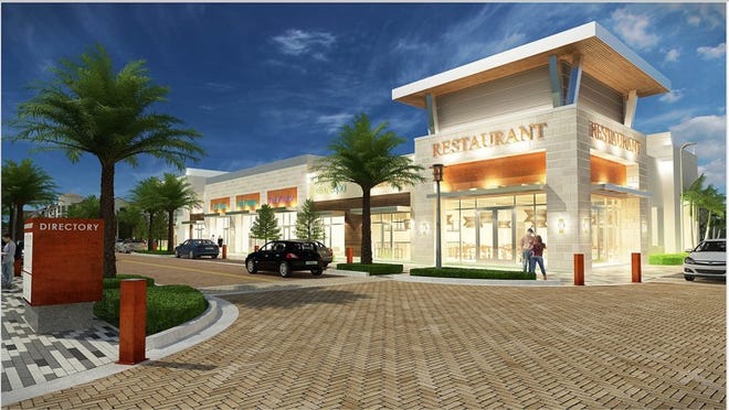 The future Alton Town Center will include restaurants, stores, a gas station and a bank. This shows how it will look. Rendering courtesy of Urban Design Kilday Studios