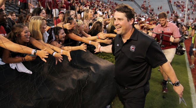 Former Florida coach Will Muschamp returns to The Swamp on Saturday, but this time as head coach of South Carolina. (Travis Bell/Spartanburg Herald-Journal)