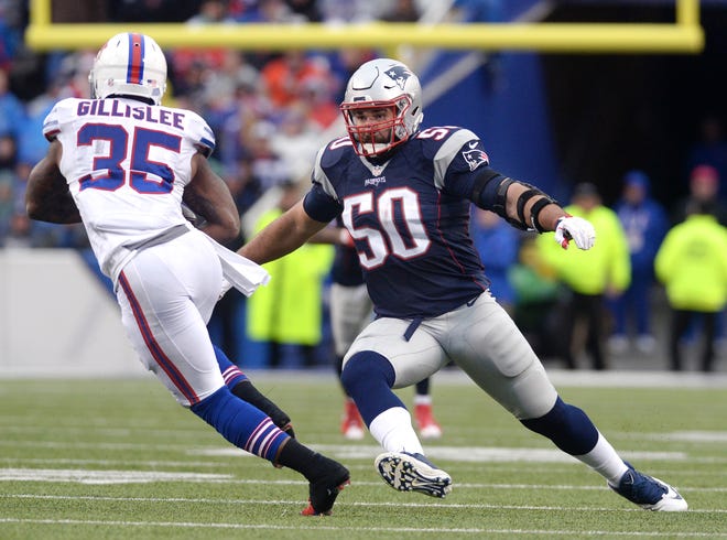 After playing mostly defensive end in recent years, Rob Ninkovich has been positioned at linebacker at times this year and will be part of the mix helping to make up for the loss of Jamie Collins, who was traded to the Browns last week.