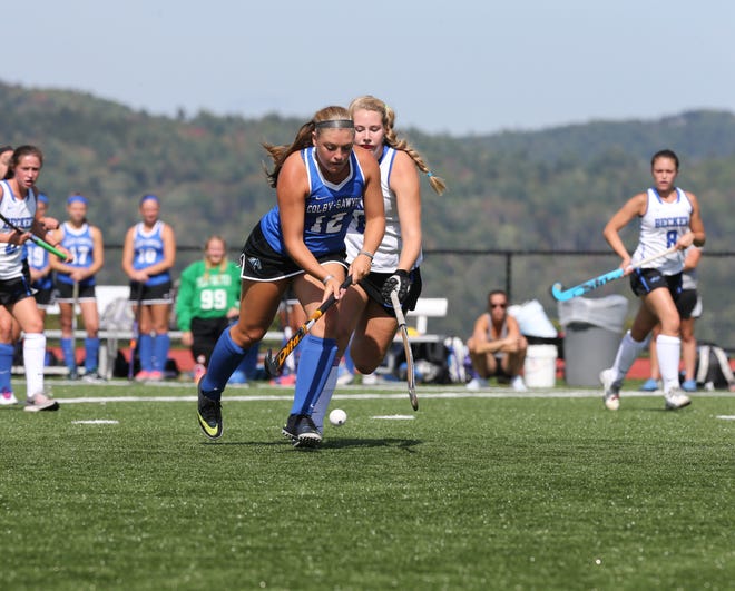 Alie Jones, a 2016 graduate of York High School, scored 16 goals and had four assists this season for the Colby-Sawyer field hockey team, earning her the North Atlantic Conference Rookie of Year. Courtesy photo/Colby-Sawyer