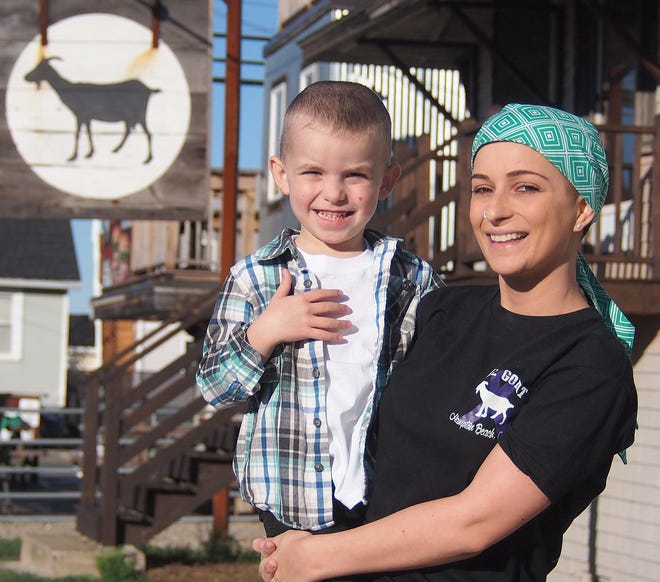 A fundraiser will be held Nov. 18 at the Goat on L Street to raise money for Goat bartender Kaitlyn Miller, 26, who is battling stage 3 Hodgkin's lymphoma. Pictured is Miller with her 5-year-old son Nicholas. Photo by Max Sullivan/Seacoastonline