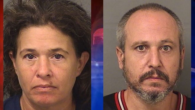 Michele Lauren Chirillo (left) and Edward Chirillo (right) are charged with child neglect and possessing heroin. Edward Chirillo also is charged with driving with a permanently revoked license. (Provided by the Palm Beach County Sheriff’s Office)