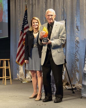 Gentex CEO Fred Bauer was awarded the Innovation Trailblazer Award at Lakeshore Advantage's annual investor meeting. The award was given to an individual the organization felt promoted innovation in the Holland area and who could be seen as a positive example to other businesses. CONTRIBUTED