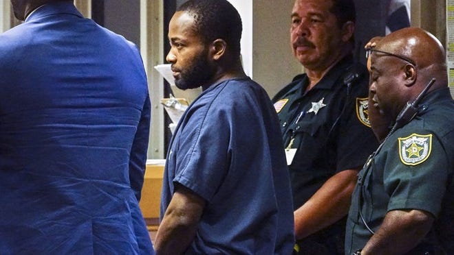 A Palm Beach County judge on Wednesday, Nov. 16, 2016 reset Garry Pierre’s murder trial for March 13. Here, he appears in Palm Beach County Circuit Court Aug. 9, 2016, charged with first-degree murder, accused of fatally shooting Christo Maccius outside a suburban Boca Raton pub around 4:30 a.m. July 30. (Lannis Waters/The Palm Beach Post)