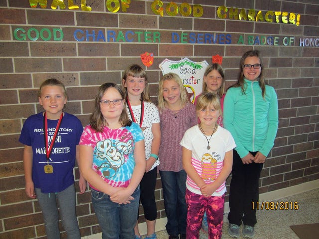 Roland-Story Elementary School’s October Kids of Character were (left to right) Keely Oberender, Krystal Rickman, Kelsey Johnston, Brooklyn Richardson, Stella Heithoff, Molly Damhof and Zoe VanHove. Contributed photo