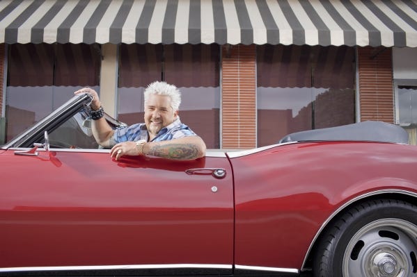 Host Guy Fieri at Pete's Breakfast House in Ventura, California, takes a cross-country road trip to visit some of America's classic "greasy spoon" restaurants - diners, drive-ins and dives - that have been doing it right for decades as seen on Food Network's Diners, Drive-Ins, and Dives.