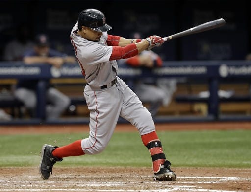 Red Sox right fielder Mookie Betts finished second to Angels center fielder Mike Trout in the American League MVP voting. AP FILE PHOTO/CHRIS O'MEARA