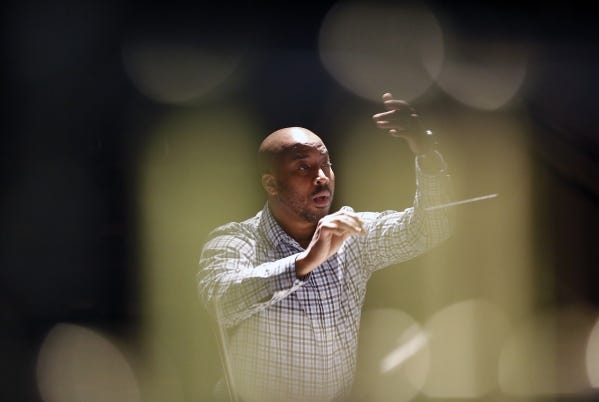 Antoine Clark conducts the McConnell Arts Center Chamber Orchestra in Worthington.
