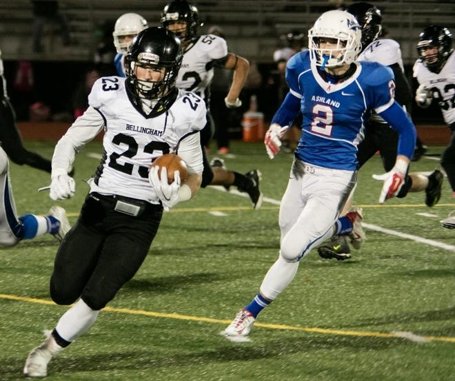 Bellingham's Zach Levy broke the Massachusetts state record for rushing yards in a game this season with 546 yards rushing in a win over Case. He will look to lead the Blackhawks to a victory on Thanksgiving over Norton. Daily News File Photo