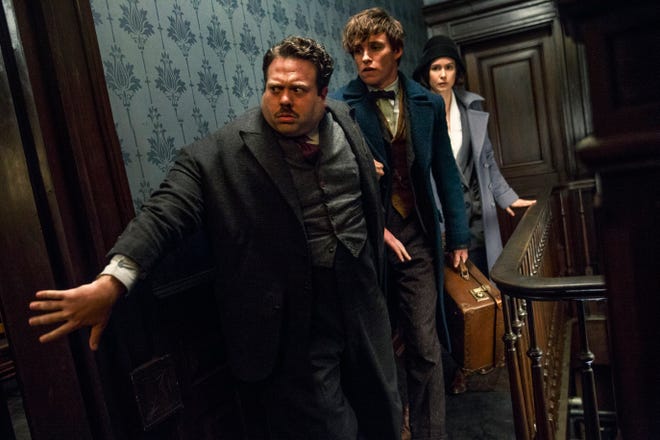 Dan Fogler as Jacob, Eddie Redmayne as Newt and Katherine Waterston as Tina in "Fantastic Beasts and Where To Find Them." (Heyday Films)