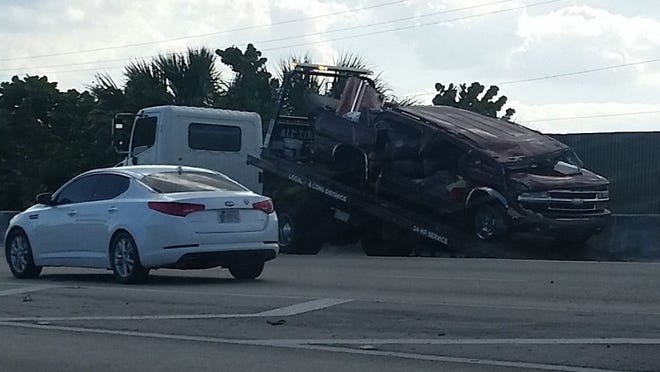 A crash with injuries Saturday afternoon stalled southbound traffic on Interstate 95 near Blue Heron Boulevard.