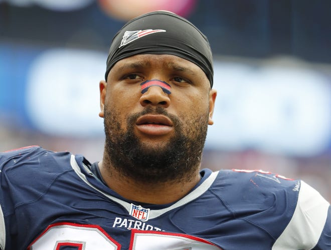 New England Patriots defensive tackle Alan Branch faces a four-game suspension after testing positive for marijuana. Winslow Townson/AP Images