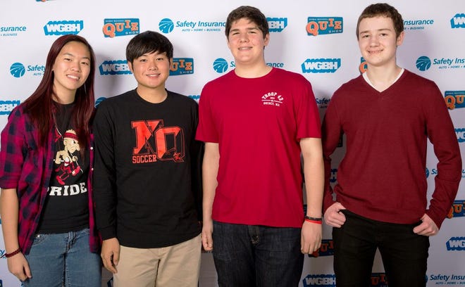 The North Quincy High School quiz team will compete in next year's "High School Quiz Show" on WGBH. From left, seniors Amanda Ngo and Ethan Sit, and juniors Nicholas O'Connell and Peter Anderson. Junior Nicholas Andrade is serving as an alternate.