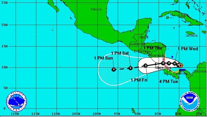 Hurricane Otto formed Tuesday in the southwest Caribbean Sea.