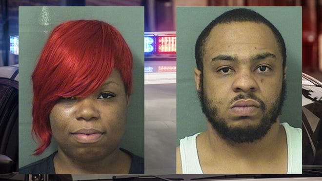 Adolphus Munden and Shantel Robinson are charged with child neglect and possession of marijuana and cocaine. (Provided by the Palm Beach County Sheriff’s Office)