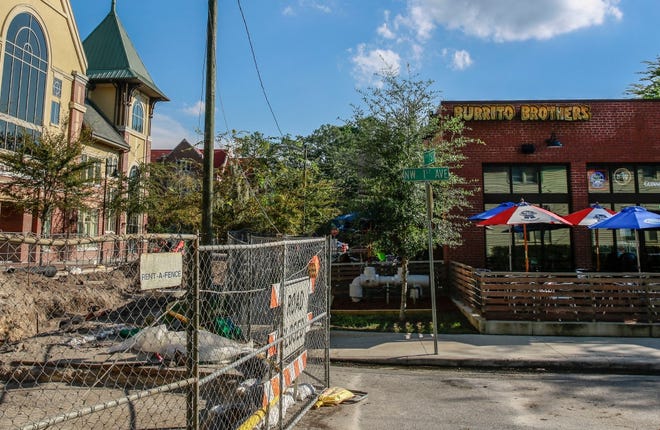 Construction of The Standard mixed-used development at Northwest 13th Street and West University Avenue has disrupted business at the new location of Burrito Brothers, which has operated for 40 years across from the University of Florida. (File)