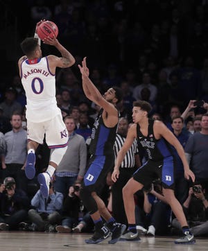 Kansas guard Frank Mason’s signature moment this season was his game-winning basket against then top-ranked Duke. Mason leads the fifth-ranked Jayhawks in scoring (21.6 points), assists (5.0) and minutes (36.4).