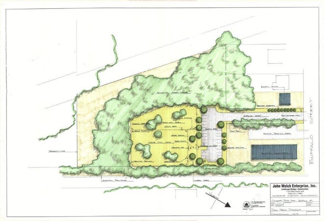 Here is a rough rendering of a proposed dog park on Buffalo Street in Canandaigua, done by Karl Naegler, a dog park supporter and employee of John Welch Enterprise. 

RENDERING PROVIDED