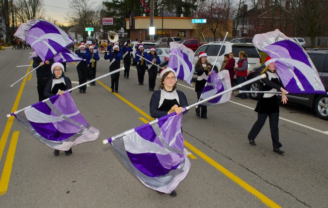 Members of the Marshwood Marching Band perform during the Rollinsford/South Berwick annual Christmas Parade on Saturday. Photo by Darly Carlson/Fosters.com