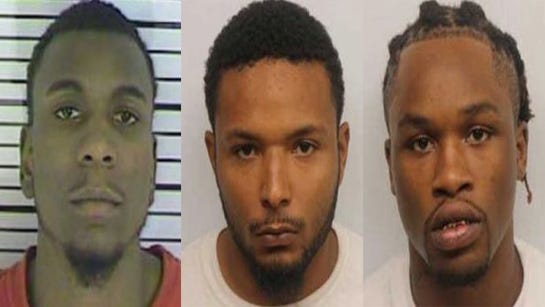 Kevin Lenard Smith, left, Jordan Lamar Campbell, middle, and Roderick Demione Parrish are charged in the Jan. 21, 2013 slaying of Rebecca Foley.
