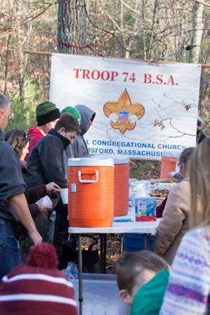 Boy Scouts of Troop 74 were on hand during the walk to provide refreshment.