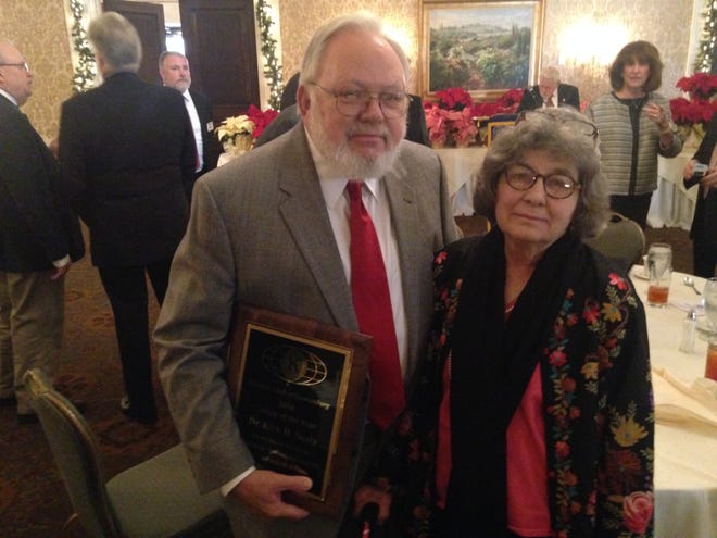 Kirk H. Neely, left, pictured with his wife, Clare, was honored Thursday as the 2016 Kiwanis Club of Spartanburg Citizen of the Year at the Piedmont Club in Spartanburg. Chris Lavender / Herald -Journal.