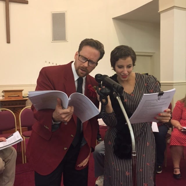 The Spotlight Players will perform three shows of "It's a Wonderful Life: A Radio Play" at Hawley United Methodist Church. "Life" features Bart Mahon and Sarah Calabro in the roles of George and Mary Bailey. PHOTO PROVIDED