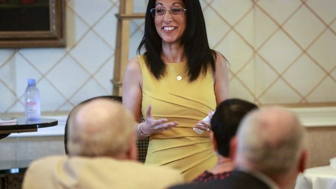 Karen R. Giorno addresses the Palm Beach Republican Club Thursday at The Chesterfield about Donald Trump’s election.