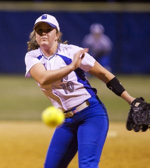 Belleview's #10 Jamie Adams gets the win for the Rattlers against the Dunnellon Tigers at Belleview High School, Friday, March 11, 2016, in Belleview, Florida. The Rattlers beat the Tigers 1-0. (Cyndi Chambers/Special to the Star Banner) 2016