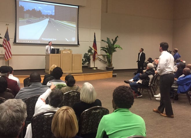 Residents were shown a video simulation of DeRenne Avenue with planned improvements on Wednesday night. (Eric Curl/Savannah Morning News)