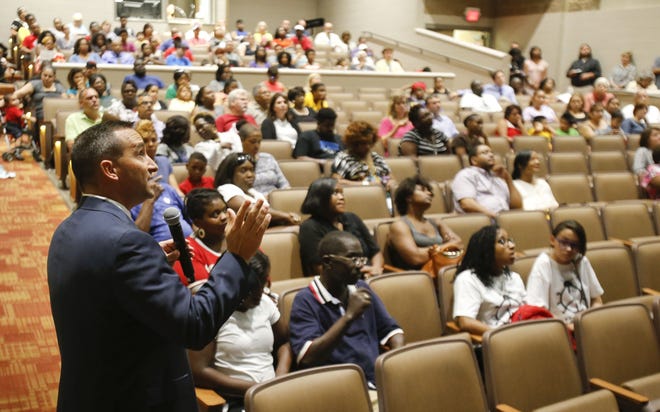 Tuscaloosa City Schools Superintendent Mike Daria hosted an open house for parents at Alberta School of Performing Arts on Aug. 29. The program gave parents a chance to understand the school's Strategic Plan and to ask questions of their school administrators. Staff Photo/Gary Cosby Jr.