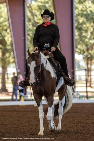 Melissa Cruzen, a North Port Middle School student, competes at the WDAA World Championship Show in Guthrie, Okla. COURTESY PHOTO
