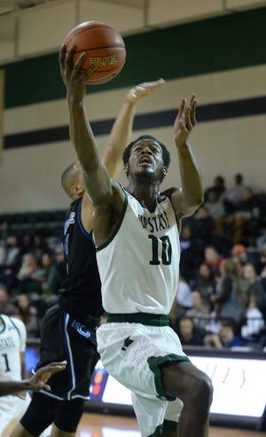 USC Upstate's Josh Cuthbertson (10) goes to the basket during Tuesday night's game against Presbyterian College. ALEX HICKS JR./Spartanburg Herald-Journal