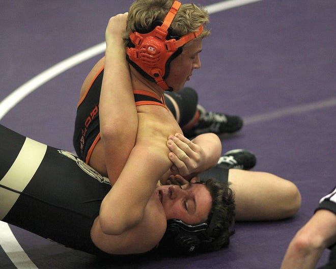 Nik Yunker of Sturgis puts his opponent from South Haven in a bad spot Wednesday in Three Rivers.