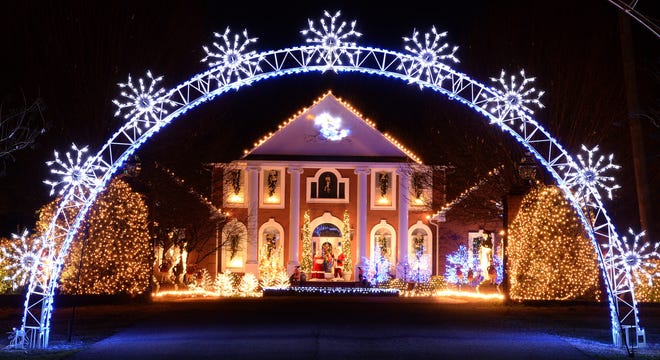 The Christmas light display at the Davis home is seen in a file photo from Dec. 18, 2015, in Attalla, Ala. The house is located at the intersection of Foxwood Lane and Foxwood Way in the Camp Sibert neighborhood. (Marc Golden/Gadsden Times/File)