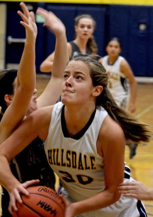 Olivia Nolan, of Hillsdale, goes up strong to the hoop. ANDREW KING PHOTO