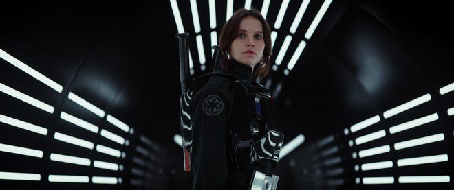 Jyn (Felicity Jones) is ready to take on the universe in “Rogue One: A Star Wars Story.” (Lucasfilm)