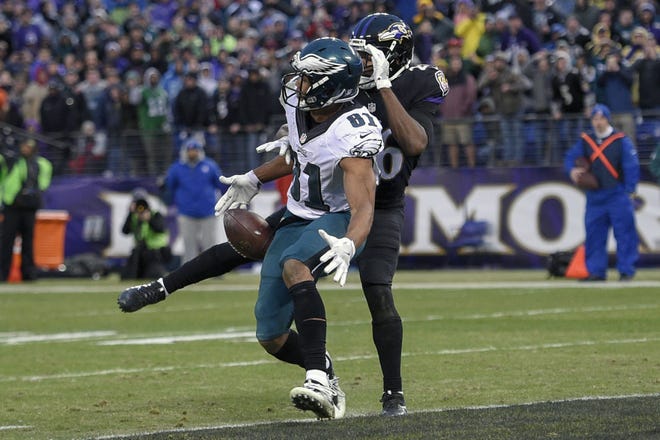 (File) Eagles wide receiver Jordan Matthews was inactive for Sunday's season finale against the Dallas Cowboys. He ends his third season in the NFL with 73 catches for 804 yards and three touchdowns.
