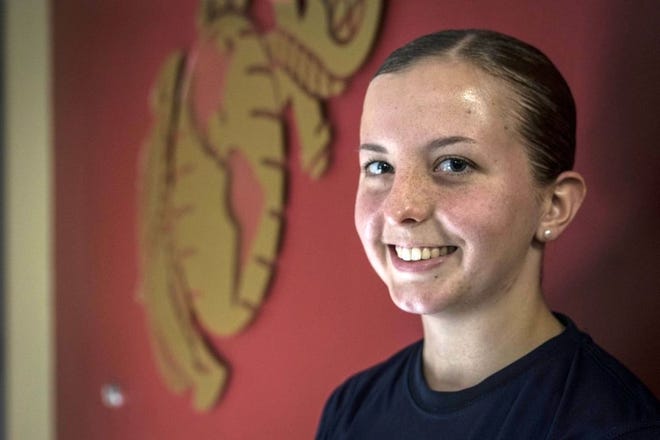 Katelen Van Aken is one of four recruits currently training at Marine Corps Recruit Depot Parris Island, S.C., who are the first females enlisted with infantry contracts. Photo/Courtesy of the U.S. Marine Corps
