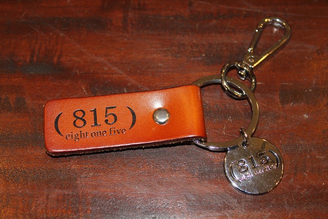 The leather and metal “815” keychain is available at Crimson Ridge in Rockford. REBECCA ROSE/STAFF PHOTOGRAPHER/815/RRSTAR.COM/THE JOURNAL-STANDARD