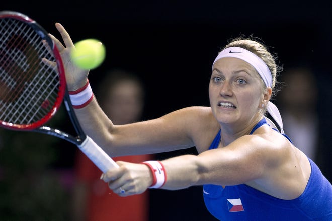 Two-time Wimbledon champion Petra Kvitova, pictured, has been injured during an attack in her flat in the Czech Republic. Kvitova's spokesman Karel Tejkal said Tuesday Dec. 20, 2016 Kvitova suffered a left hand injury and has been treated by doctors. FILE PHOTO / THE ASSOCIATED PRESS