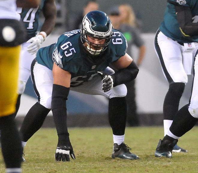 (File) The Eagles' Lane Johnson was back in the starting lineup against the New York Giants on Thursday night.