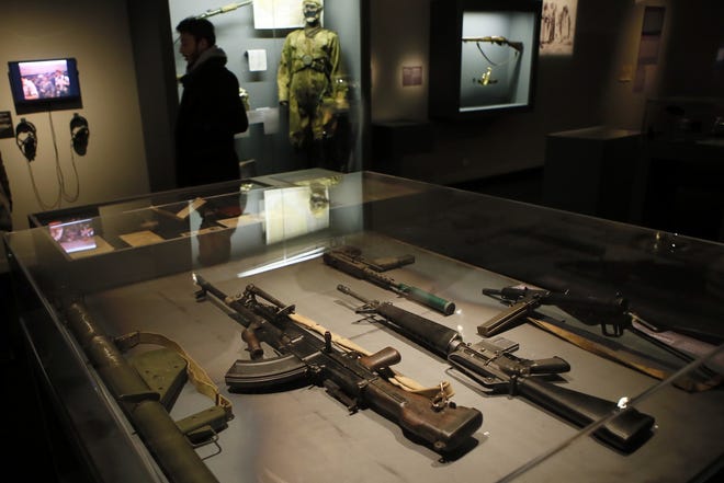 Real-life spy gadgets and weapons of secret agents around the world are displayed as part of the 'Secret Wars' exhibition at Invalides Museum, Paris. 



(AP Photo/Francois Mori)